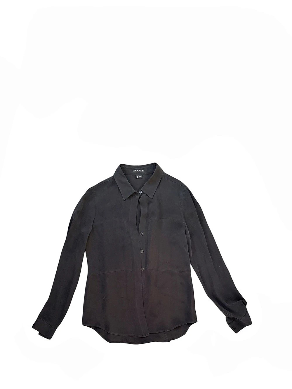 Theory Silk Button-Down in Black Size Medium Like New